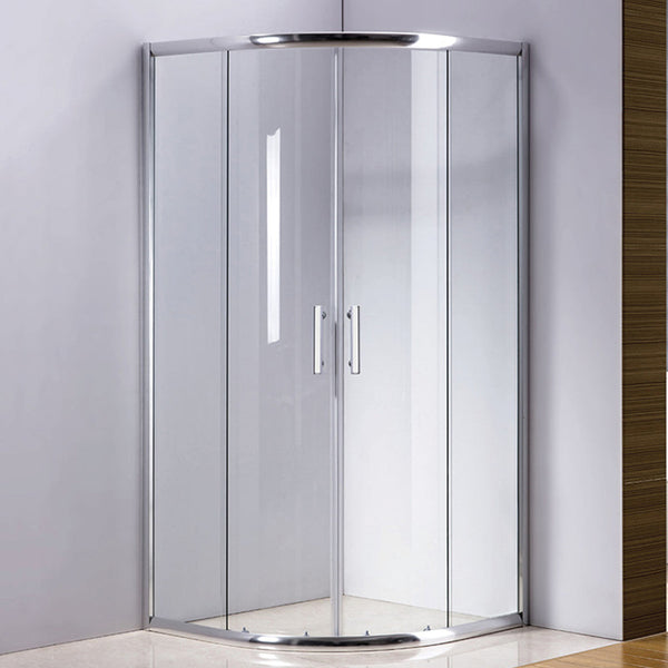 100 X 100Cm Rounded Sliding 6Mm Curved Shower Screen With Base In Chrome Shower Enclosures