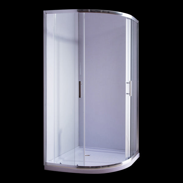 100 X 100Cm Rounded Sliding 6Mm Curved Shower Screen With Base In Chrome Shower Enclosures