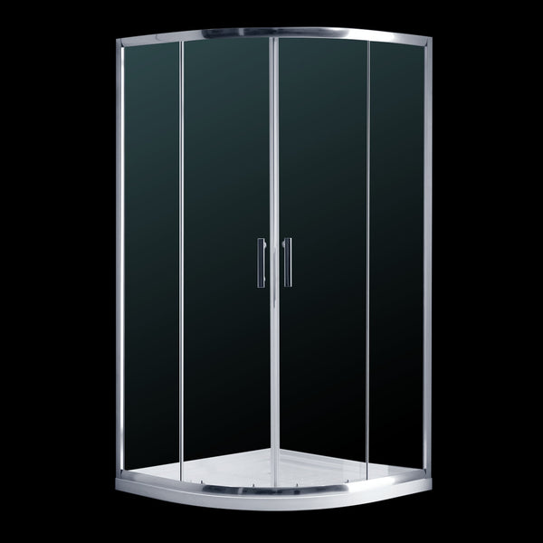 100 X 100Cm Rounded Sliding 6Mm Curved Shower Screen With Base In Chrome Shower Enclosures