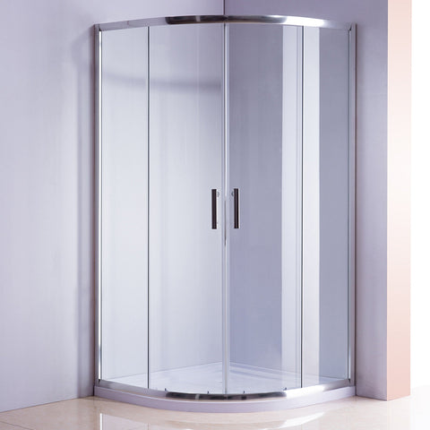 90 X 90Cm Rounded Sliding 6Mm Curved Shower Screen With Base In Chrome Shower Enclosures