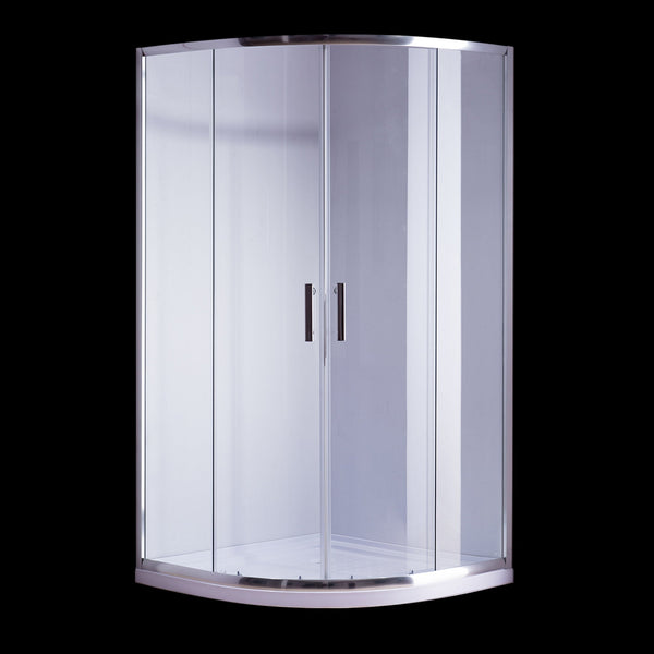 90 X 90Cm Rounded Sliding 6Mm Curved Shower Screen With Base In Chrome Shower Enclosures