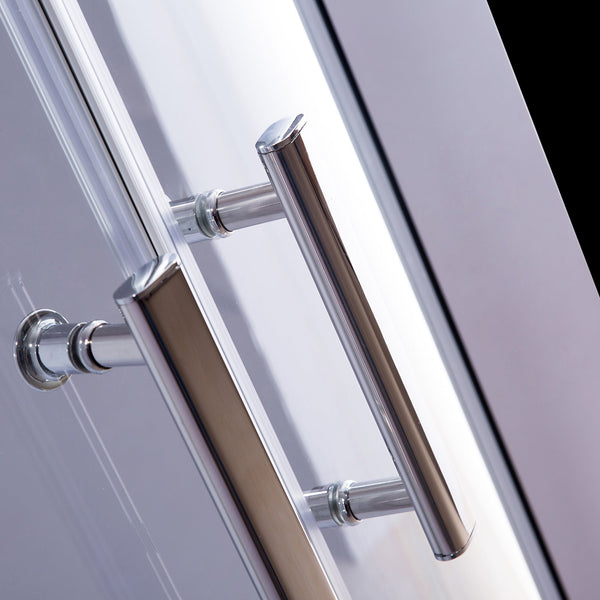 90 X 90Cm Rounded Sliding 6Mm Curved Shower Screen With Base In Chrome Shower Enclosures