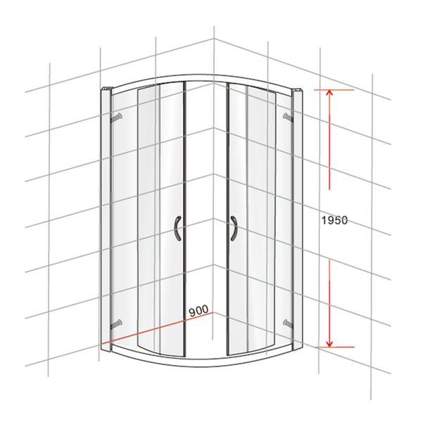 90 X 90Cm Rounded Sliding 6Mm Curved Shower Screen With Base In Chrome Shower Enclosures
