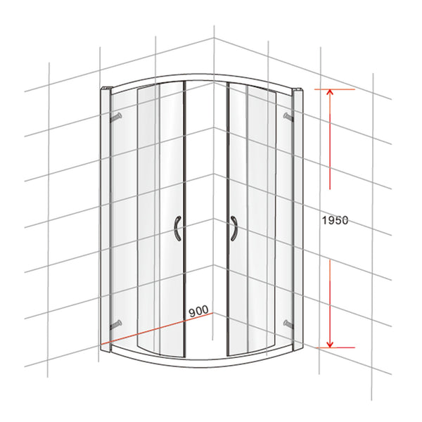 90 X 90Cm Rounded Sliding 6Mm Curved Shower Screen With Base In Black Shower Enclosures