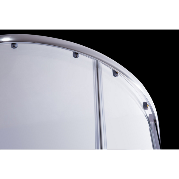 100 X 100Cm Chrome Rounded Sliding 6Mm Curved Shower Screen With Black Base Shower Enclosures