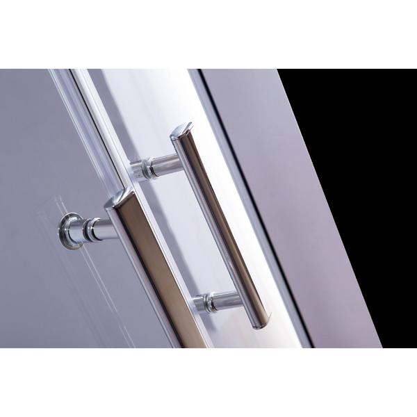 100 X 100Cm Chrome Rounded Sliding 6Mm Curved Shower Screen With Black Base Shower Enclosures