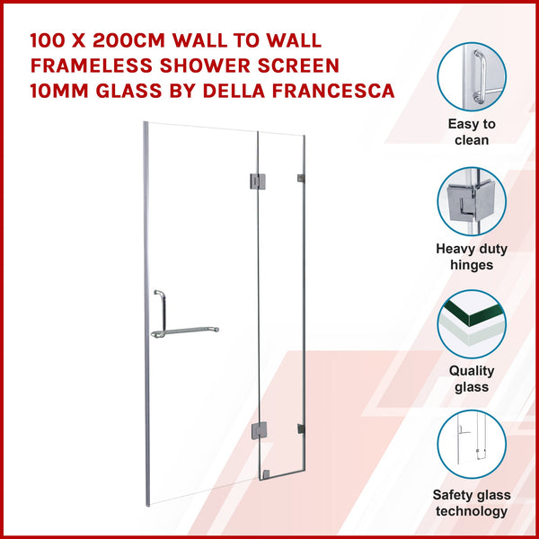 120 X 200Cm Wall To Frameless Shower Screen 10Mm Glass By Della Francesca Shower Enclosures