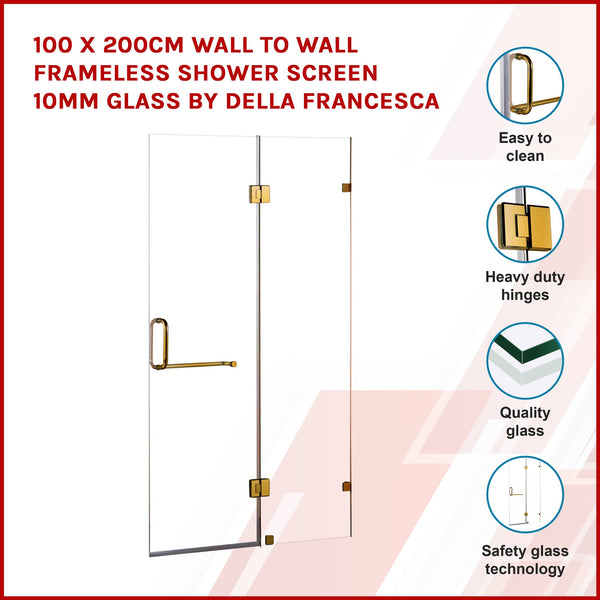 100 X 200Cm Wall To Frameless Shower Screen 10Mm Glass By Della Francesca Shower Enclosures