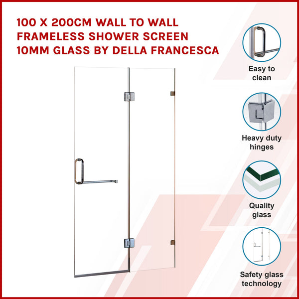 100 X 200Cm Wall To Frameless Shower Screen 10Mm Glass By Della Francesca Shower Enclosures
