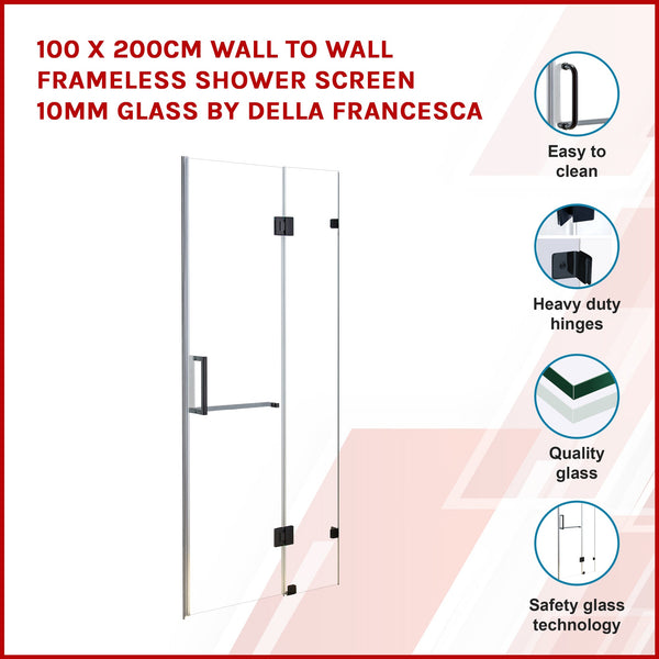 100 X 200Cm Wall To Frameless Shower Screen 10Mm Glass By Della Francesca Shower Enclosures