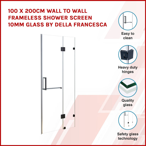 100 X 200Cm Wall To Frameless Shower Screen 10Mm Glass By Della Francesca Shower Enclosures