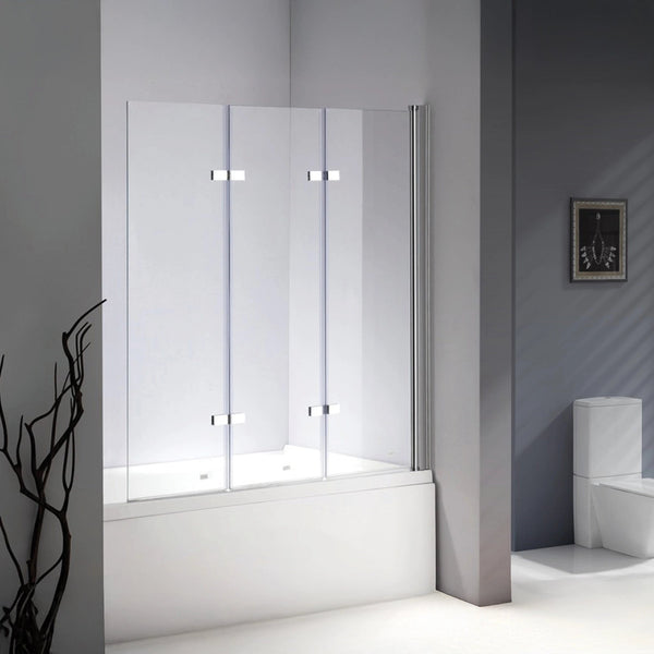 3 Fold Chrome Folding Bath Shower Screen Door Panel 1300Mm X 1400Mm Shower Enclosures