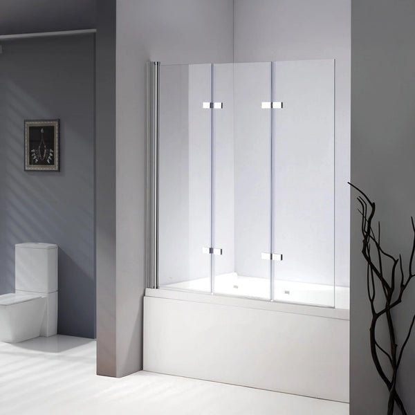 3 Fold Chrome Folding Bath Shower Screen Door Panel 1300Mm X 1400Mm Shower Enclosures