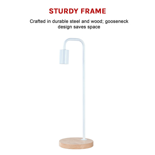 Modern Table Lamp Desk Light Timber Base Bedside Bedroom White Lamps