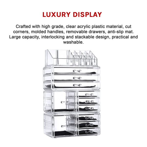 11 Drawers Clear Acrylic Tower Organiser Cosmetic Jewellery Luxury Storage Cabinet Dressers & Chests Of Drawers