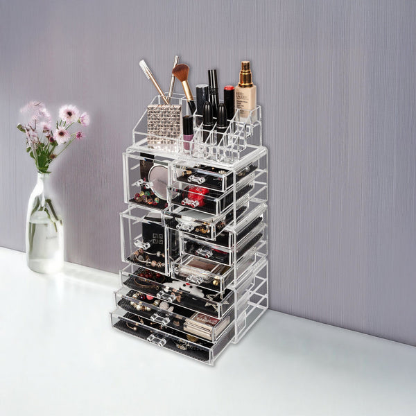 11 Drawers Clear Acrylic Tower Organiser Cosmetic Jewellery Luxury Storage Cabinet Dressers & Chests Of Drawers