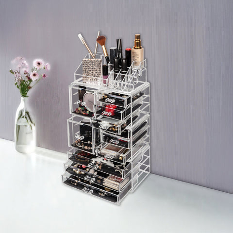 11 Drawers Clear Acrylic Tower Organiser Cosmetic Jewellery Luxury Storage Cabinet Dressers & Chests Of Drawers