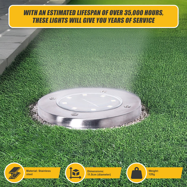 12X Solar Powered Led Buried Inground Recessed Light Garden Outdoor Deck Path Outdoor Lighting Accessories