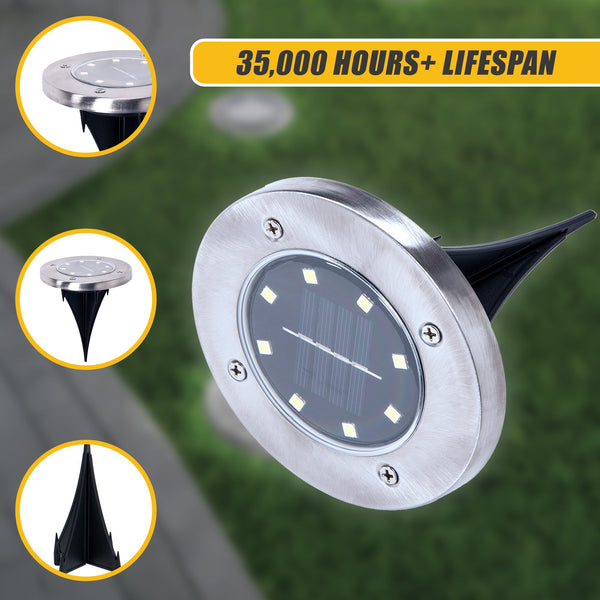 12X Solar Powered Led Buried Inground Recessed Light Garden Outdoor Deck Path Outdoor Lighting Accessories