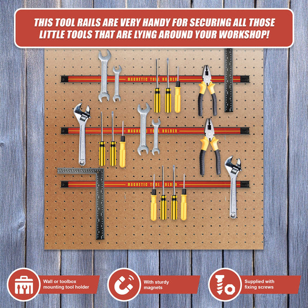 3 X 61Cm Magnetic Wall Mounted Tool Holder Storage Organiser Garage Workshop Other Tool Storage