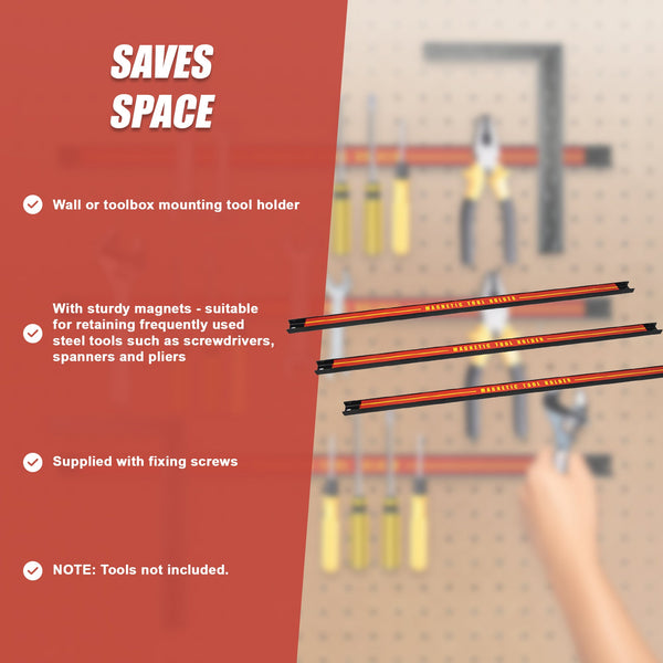3 X 61Cm Magnetic Wall Mounted Tool Holder Storage Organiser Garage Workshop Other Tool Storage