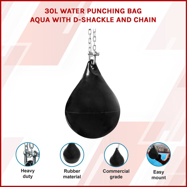 30L Water Punching Bag Aqua With D Shackle And Chain Punching Bags