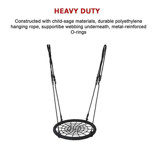 Kids Rope Swing Round Outdoor Birds Crows Nest Spider Web Seat 65Cm Outdoor Swings