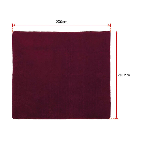 230X200cm Floor Large Shaggy Area Carpet Bedroom Living Room Mat Burgundy Rugs