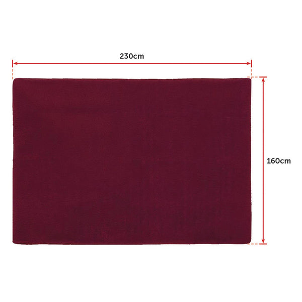230X160cm Floor Large Shaggy Area Carpet Bedroom Living Room Mat Burgundy Rugs