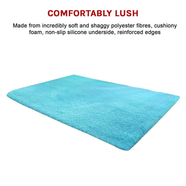 200X140cm Floor Large Shaggy Area Carpet Bedroom Living Room Mat Turquoise Rugs