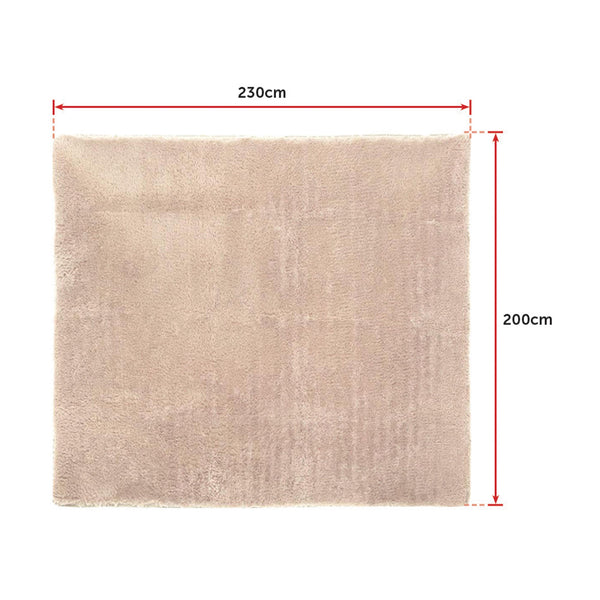 230X200cm Floor Large Shaggy Area Carpet Bedroom Living Room Mat Beige Rugs