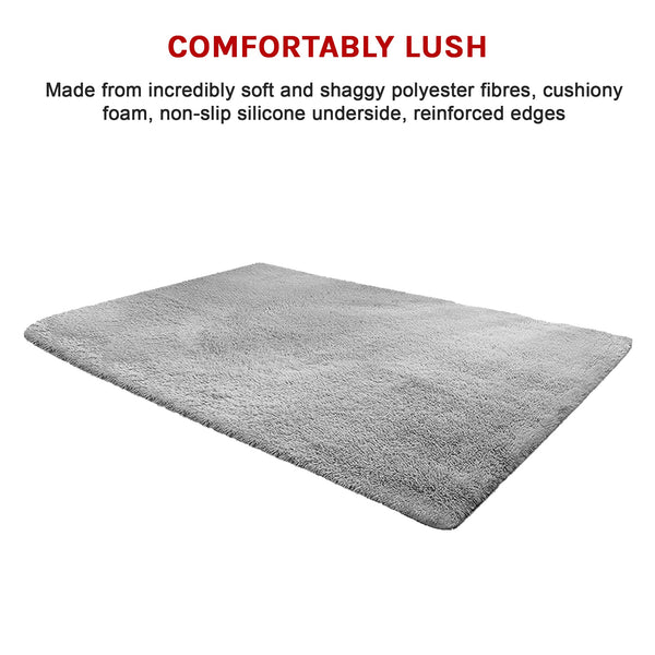 230X200cm Floor Large Shaggy Area Carpet Bedroom Living Room Mat Grey Rugs