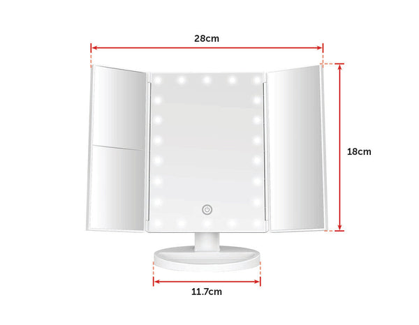 Makeup Mirror With Led Light Standing Magnifying Tri Fold Touch Makeup Mirrors