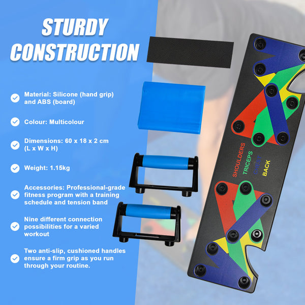 9 In 1 Push Up Board Yoga Bands Fitness Workout Train Gym Exercise Pushup Stand Push Up Stands