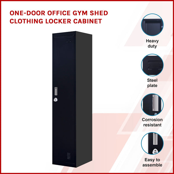 One Door Office Gym Shed Clothing Locker Cabinet Black 3 Digit Combination Cabinets & Cupboards