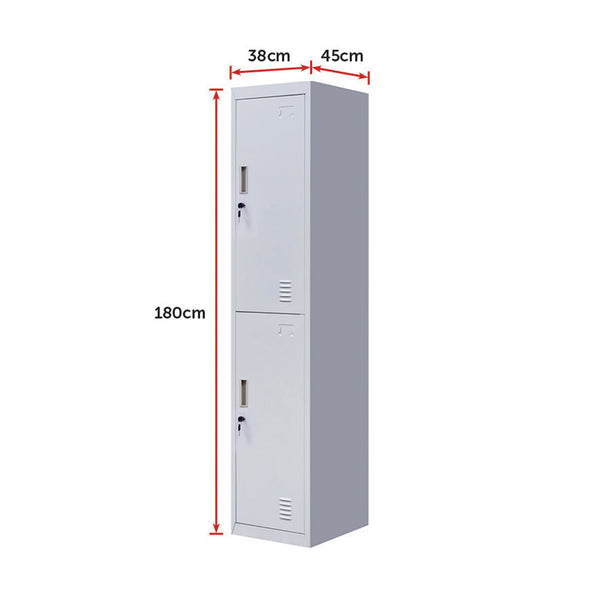 2 Door Vertical Locker For Office Gym Shed School Home Storage Cabinets & Cupboards