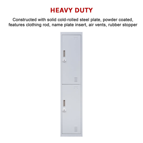 2 Door Vertical Locker For Office Gym Shed School Home Storage Cabinets & Cupboards
