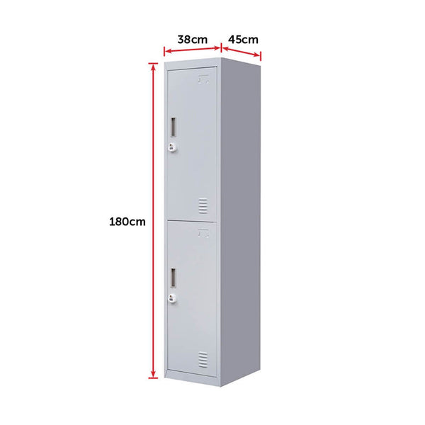 2 Door Vertical Locker For Office Gym Shed School Home Storage Cabinets & Cupboards