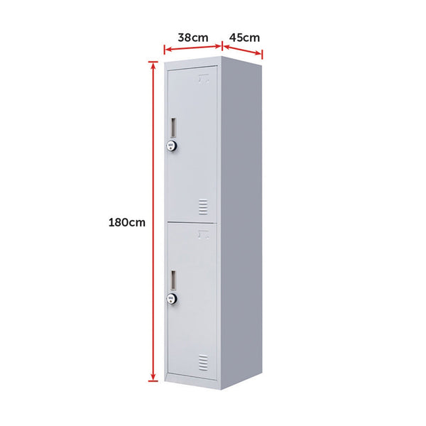 2 Door Vertical Locker For Office Gym Shed School Home Storage Cabinets & Cupboards