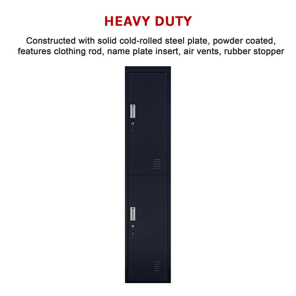 2 Door Vertical Locker For Office Gym Shed School Home Storage Cabinets & Cupboards