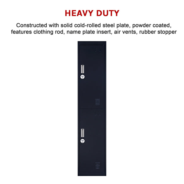 2 Door Vertical Locker For Office Gym Shed School Home Storage Cabinets & Cupboards