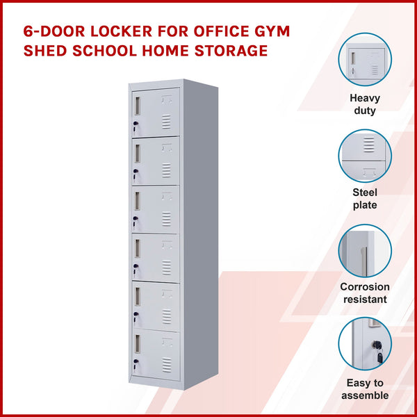 6 Door Locker For Office Gym Shed School Home Storage Cabinets & Cupboards