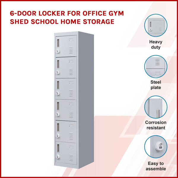 6 Door Locker For Office Gym Shed School Home Storage Cabinets & Cupboards