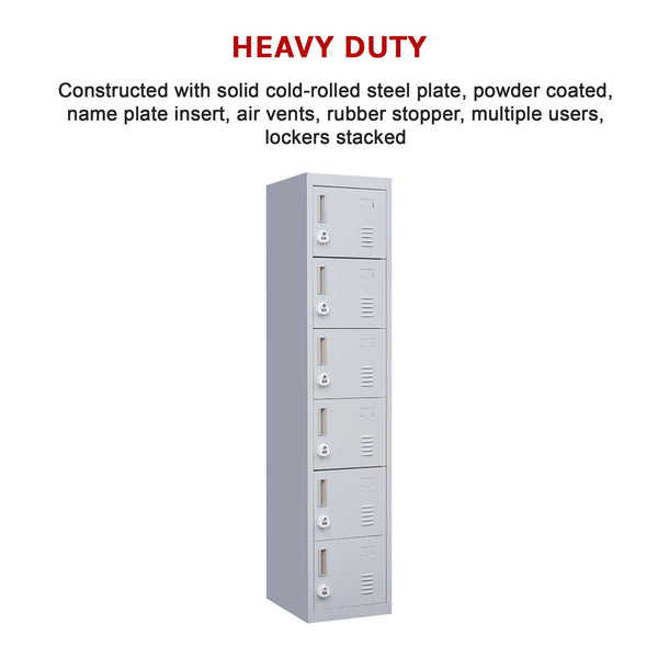 6 Door Locker For Office Gym Shed School Home Storage Cabinets & Cupboards