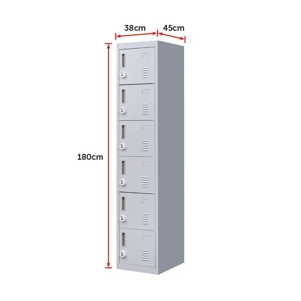 6 Door Locker For Office Gym Shed School Home Storage Cabinets & Cupboards