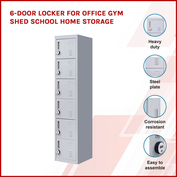 6 Door Locker For Office Gym Shed School Home Storage Cabinets & Cupboards