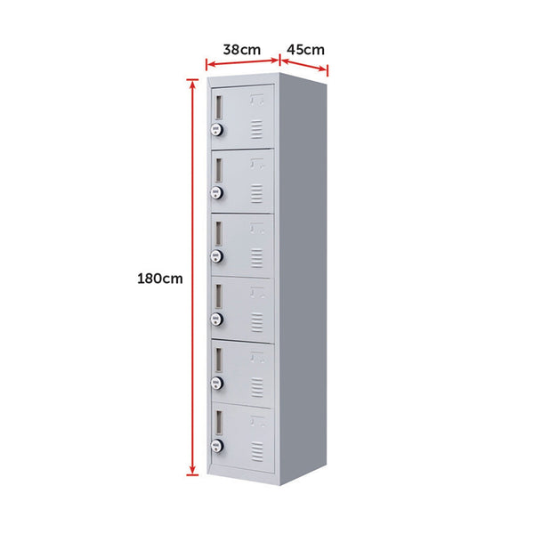 6 Door Locker For Office Gym Shed School Home Storage Cabinets & Cupboards