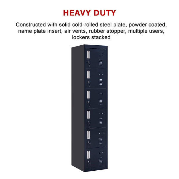 6 Door Locker For Office Gym Shed School Home Storage Storage Units