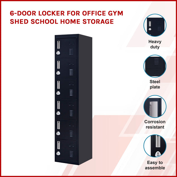 6 Door Locker For Office Gym Shed School Home Storage Cabinets & Cupboards