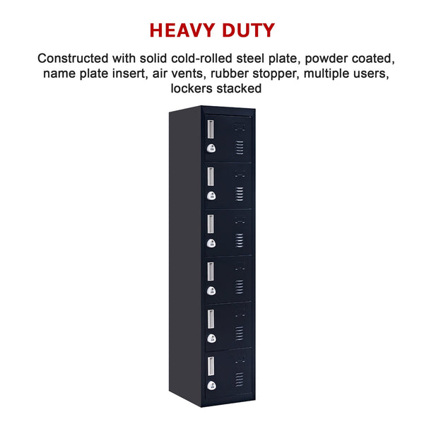 6 Door Locker For Office Gym Shed School Home Storage Cabinets & Cupboards